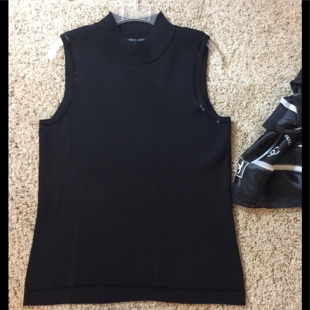 Austin Reed, Silk Beaded Trim Black Top!